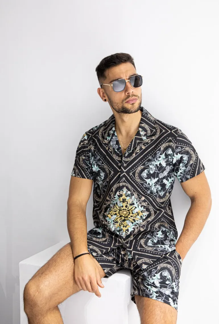 Chemise manches courtes à motifs baroque