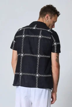 Chemise manches courtes à broderie