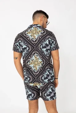 Chemise manches courtes à motifs baroque