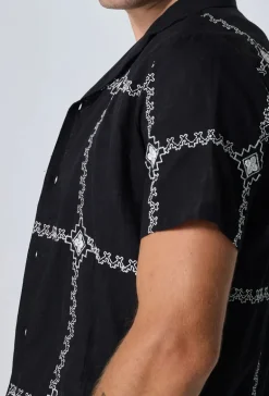 Chemise manches courtes à broderie