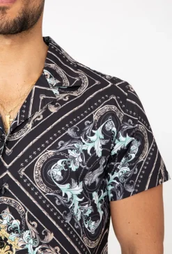 Chemise manches courtes à motifs baroque