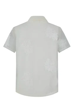 Chemise manches courtes à motifs fleuris broder
