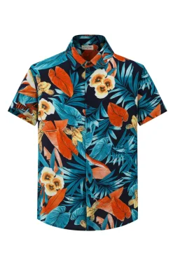 Chemise manches courtes à motifs fleuris