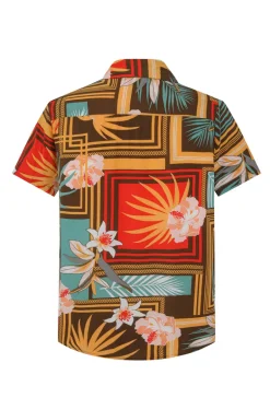 Chemise manches courtes à motifs fleuris