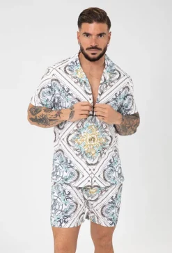 Chemise manches courtes à motifs baroque