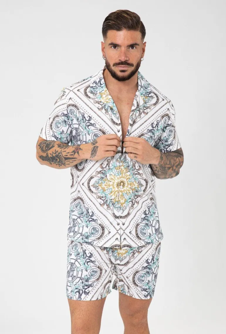 Chemise manches courtes à motifs baroque