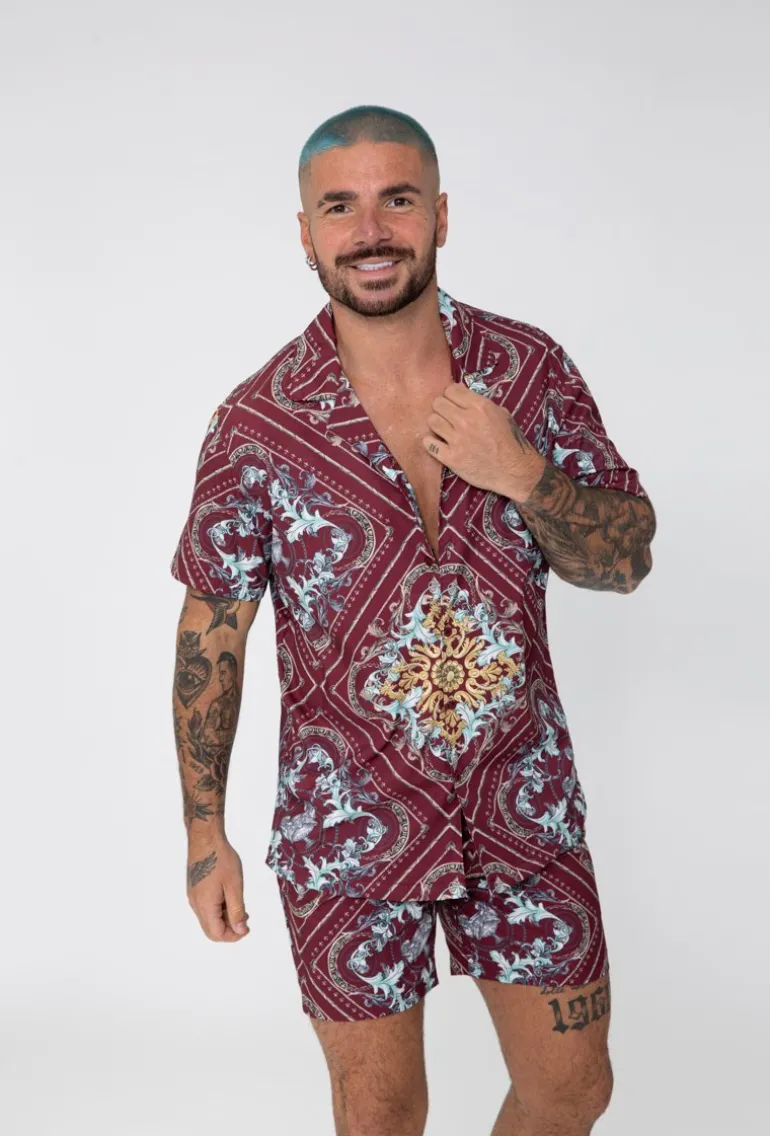 Chemise manches courtes à motifs baroque