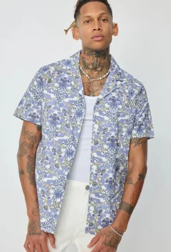 Chemise manches courtes à motifs fleuris