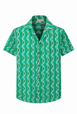 Chemise manches courtes à motifs géométrique