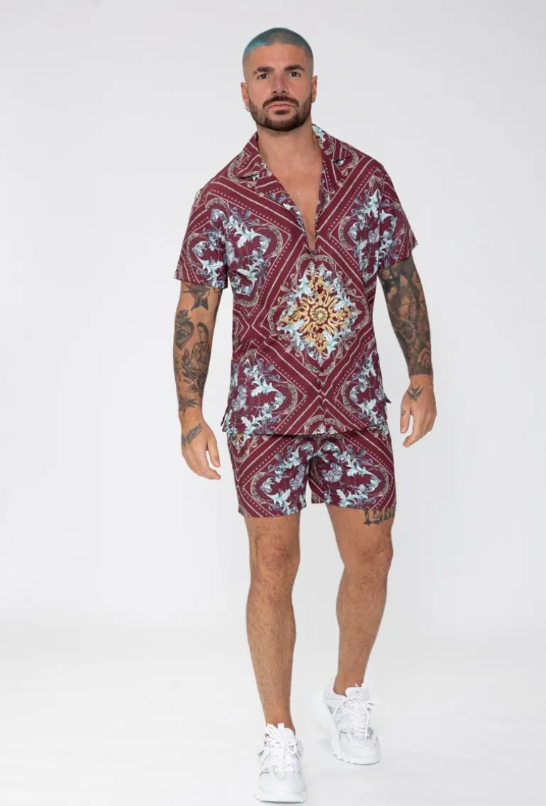 Chemise manches courtes à motifs baroque