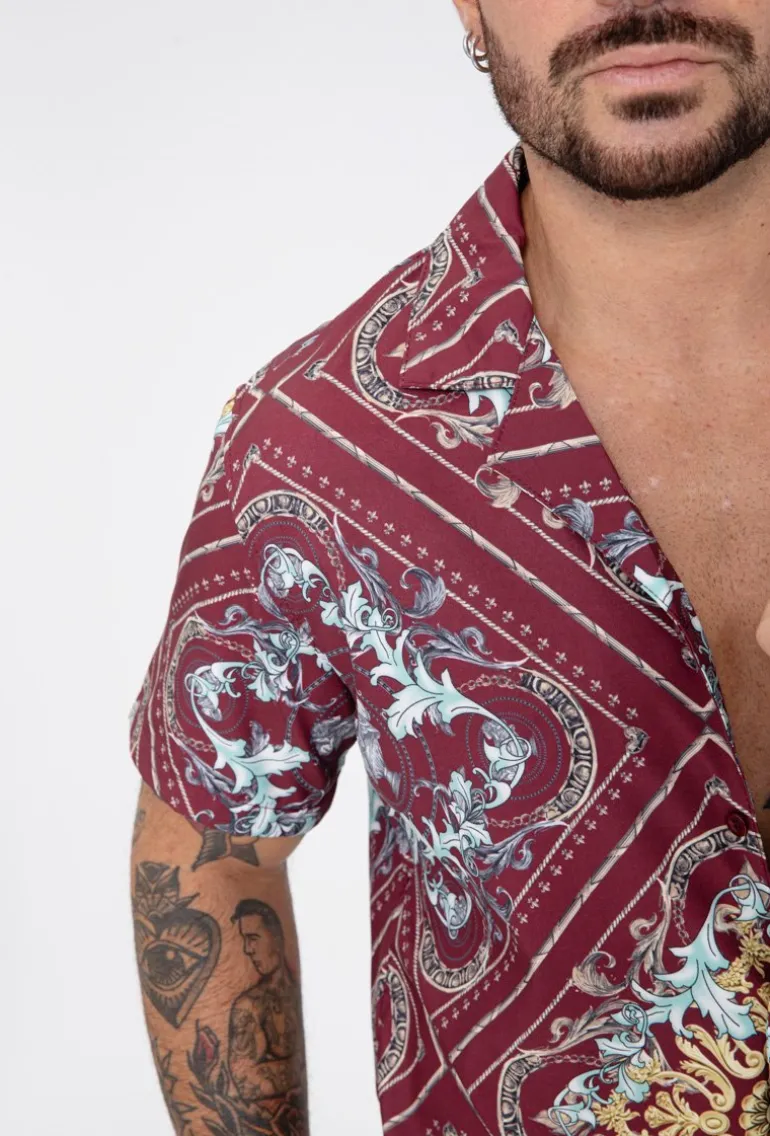 Chemise manches courtes à motifs baroque