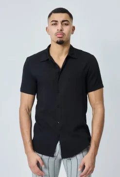 Chemise manches courtes décontractée à col à revers