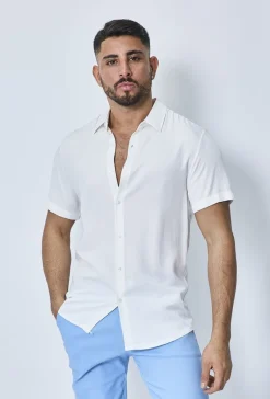 Chemise manches courtes décontractée à col à revers