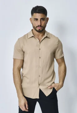 Chemise manches courtes décontractée à col à revers