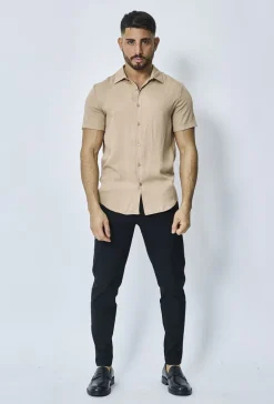 Chemise manches courtes décontractée à col à revers