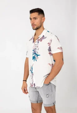 Chemise manches courtes fleuri