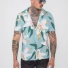 Chemise manches courtes fleuri