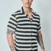 Chemise manches courtes rayée en maille