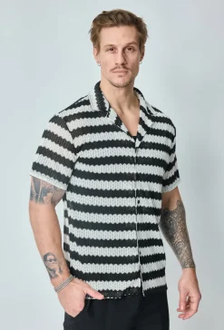 Chemise manches courtes rayée en maille