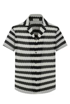 Chemise manches courtes rayée en maille