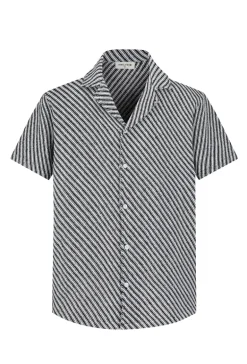 Chemise manches courtes texturée à rayures