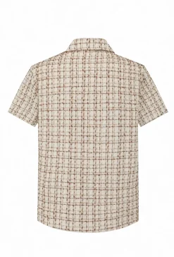 Chemise manches courtes texturée à carreaux
