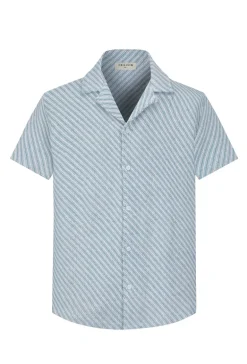 Chemise manches courtes texturée à rayures