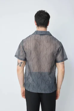 Chemise manches courtes transparente