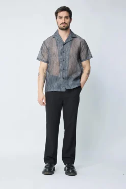Chemise manches courtes transparente