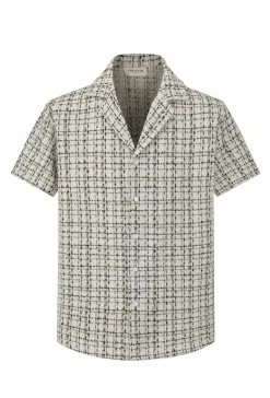 Chemise manches courtes texturée à carreaux