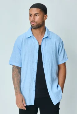 Chemise manches courtes unie en lin