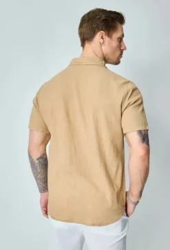 Chemise manches courtes unie en lin
