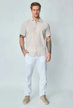 Chemise manches courtes unie en lin