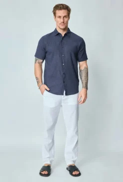 Chemise manches courtes unie en lin
