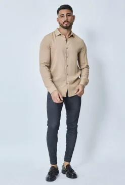 Chemise manches longues décontractée à col à revers