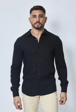Chemise manches longues décontractée à col à revers