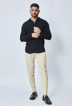 Chemise manches longues décontractée à col à revers
