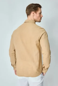 Chemise manches longues uni en lin