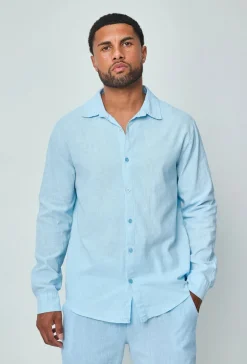 Chemise manches longues uni en lin