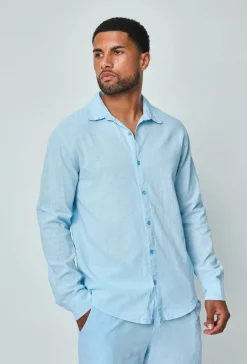 Chemise manches longues uni en lin