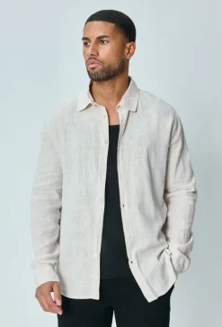 Chemise manches longues uni en lin