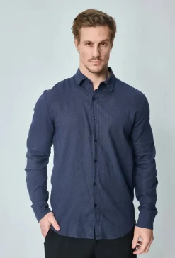 Chemise manches longues uni en lin