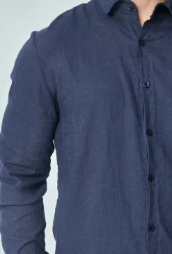 Chemise manches longues uni en lin