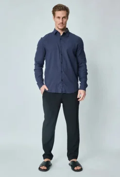 Chemise manches longues uni en lin
