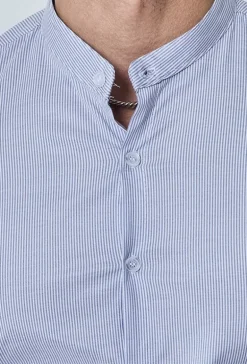 Chemise oxford à rayure col mao