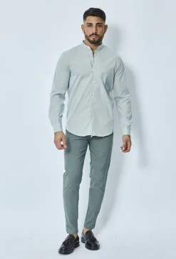 Chemise oxford à rayure col mao