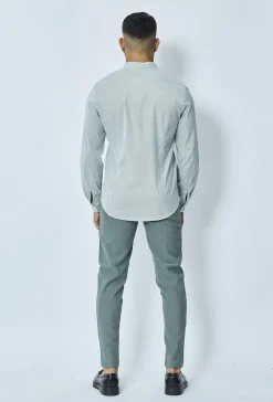 Chemise oxford à rayure col mao