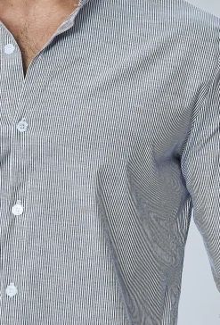 Chemise oxford à rayure col mao
