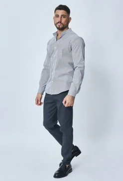 Chemise oxford à rayure col mao