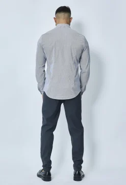 Chemise oxford à rayure col mao